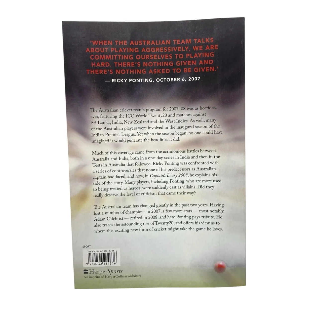 Ricky Ponting Captains Diary 2008 Geoff Armstrong Australian Cricket PB Book — photo 2