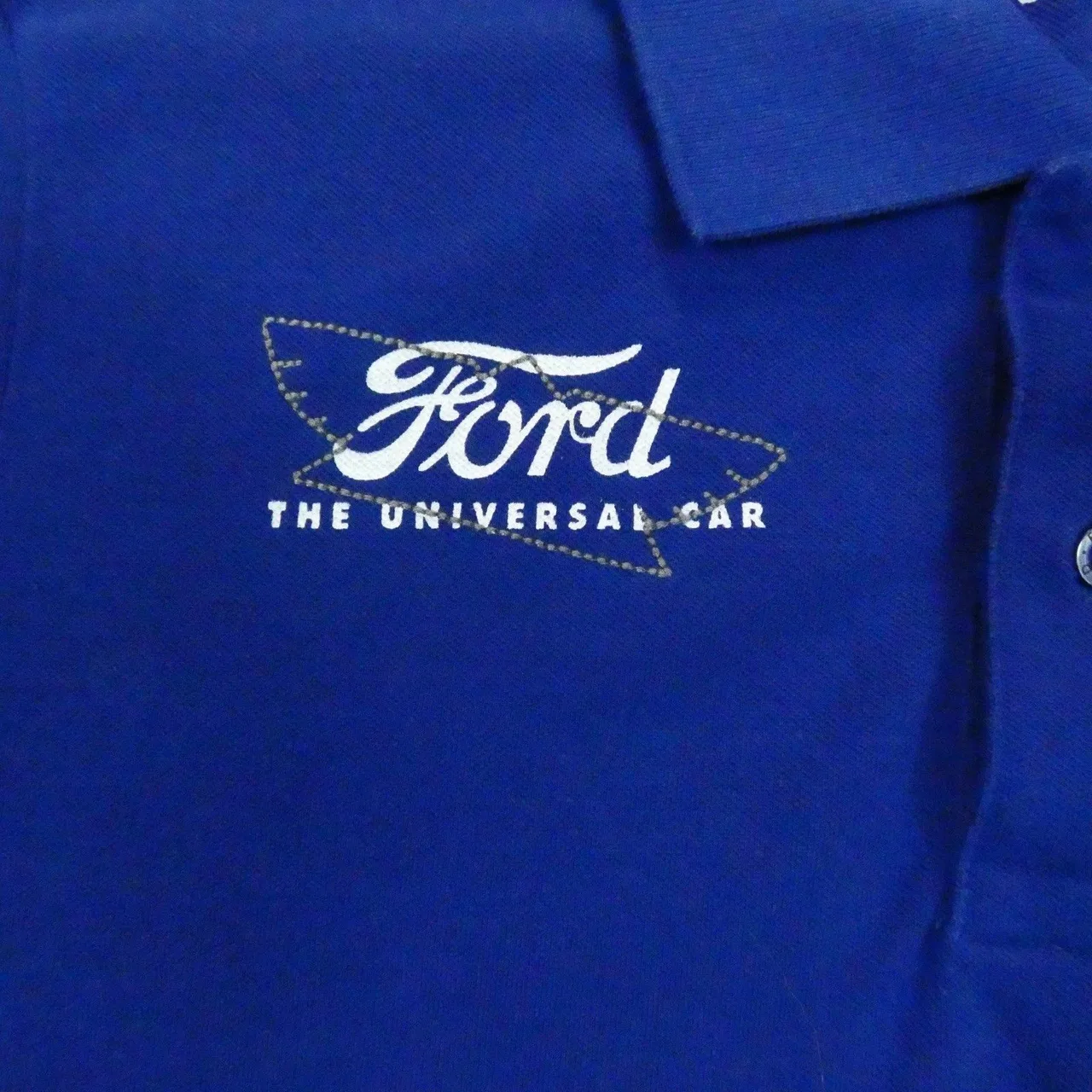 Ford Motor Co Vintage Mens Medium Polo Shirt Royal Blue Graphic Short Sleeve M — photo 7