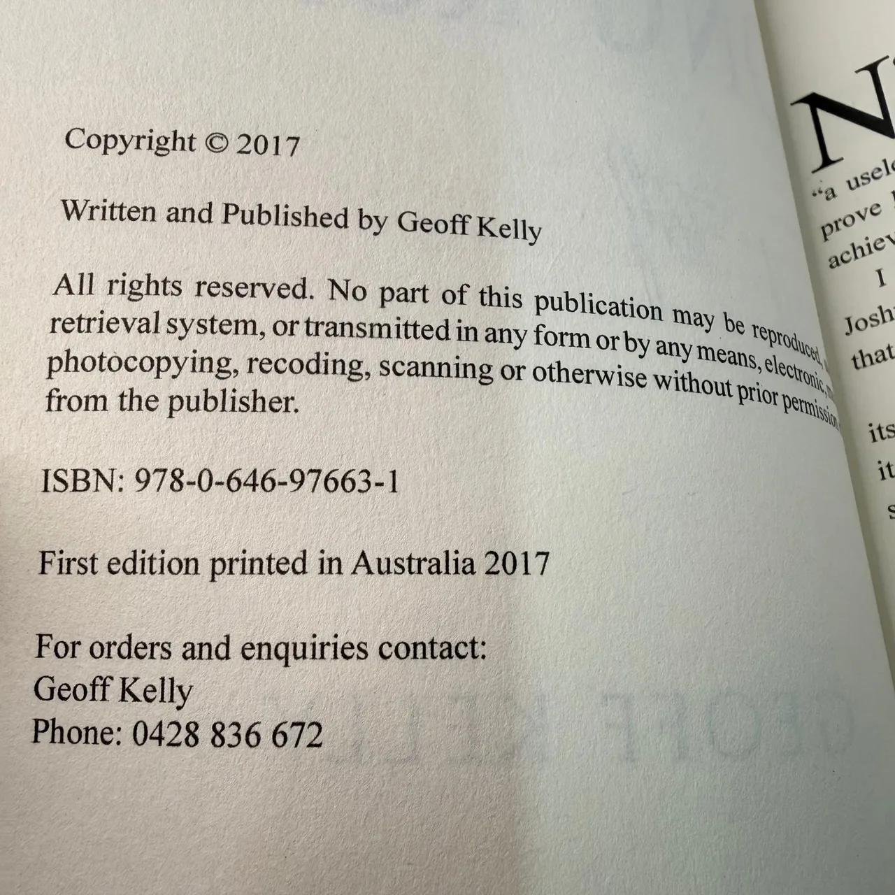 Lifes Long Road Geoff Kelly Signed Paperback Book 2017 First Edition Outback His — photo 3