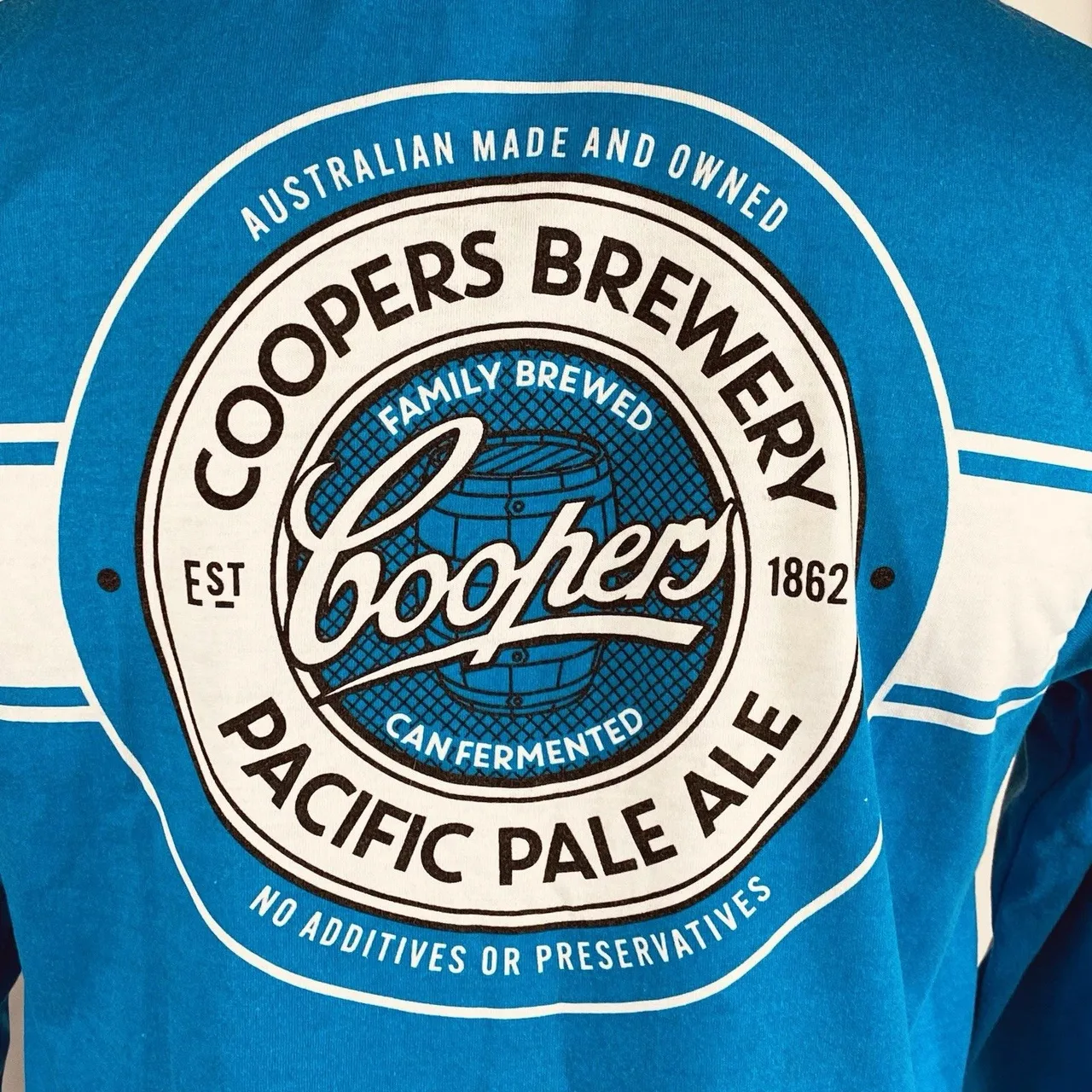 Coopers Brewery Pacific Pale Ale Long Sleeve Polo Shirt Mens S Blue White — photo 4