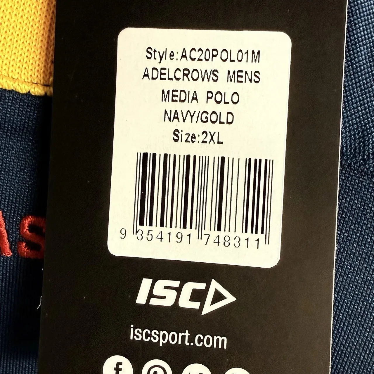 Adelaide Crows AFL Mens Polo Shirt 2XL XXL ISC Media On Field Toyota NWT Navy — photo 8