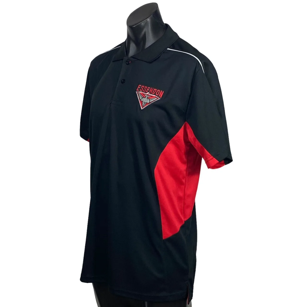 Essendon Bombers AFL Mens Short Sleeve Polo Shirt Black Red Size M — photo 3