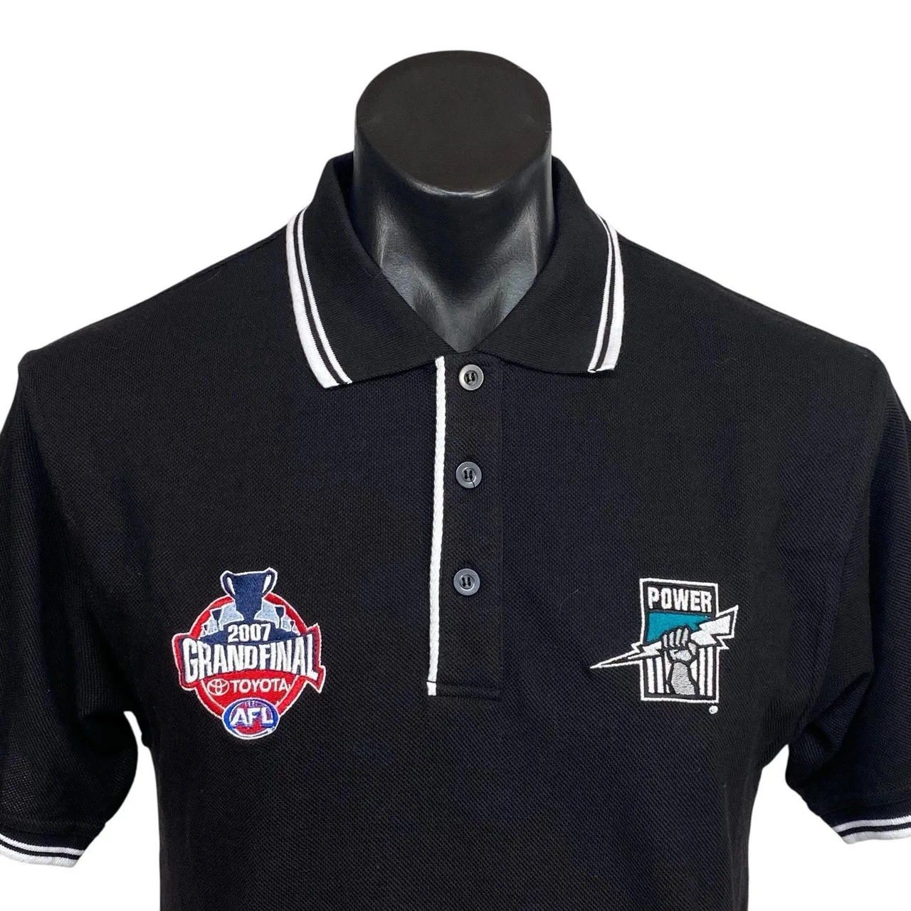 Port Adelaide Power 2007 AFL Grand Final Polo Shirt BNWT Mens Medium Black — photo 9