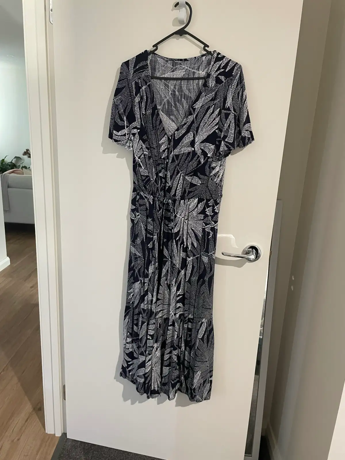 Beach Cover-up Dress Navy/White Lead Print Size 14/16 – photo 2