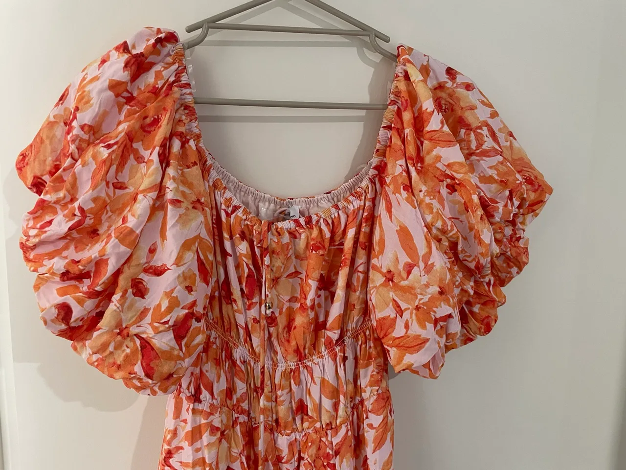 Pink Diamond Boutique Orange Flower Maxi Dress Puff Sleeve – photo 2