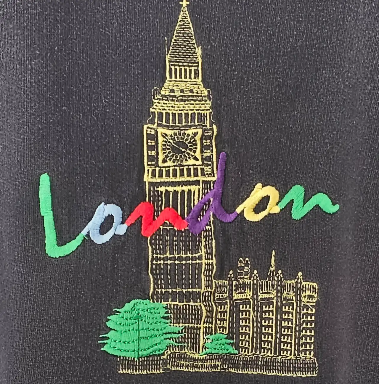Vintage London Big Ben Embroidered Crewneck Sweatshirt.
 M – photo 2