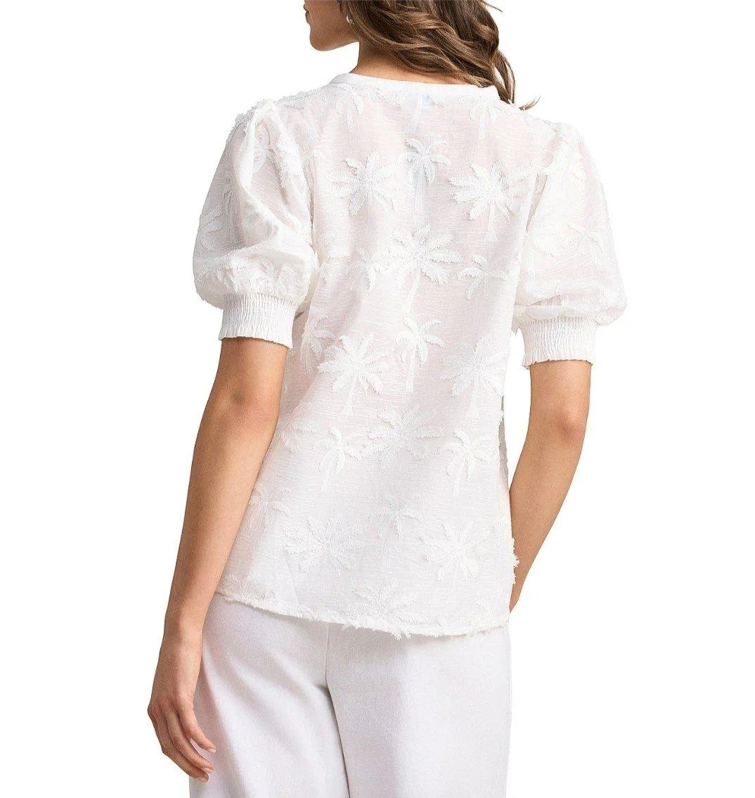 BLUE ILLUSION
Embroidered Palm Blouse - White - S – photo 4
