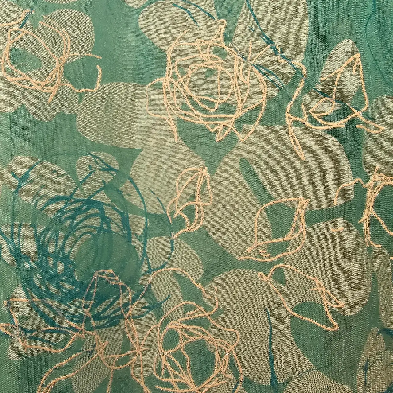 Vintage Ricki Renee Sydney Aqua Mesh Floral Embroidered Blouse. 14 – photo 3
