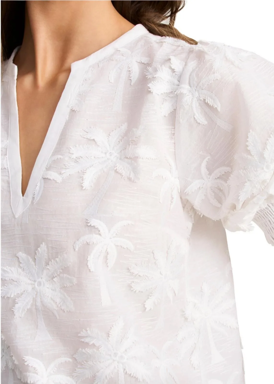 BLUE ILLUSION
Embroidered Palm Blouse - White - S – photo 3