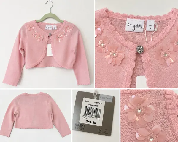 Origami Girls Pink Sparkle Bolero Cardigan – Size 2 – NEW WITH TAGS