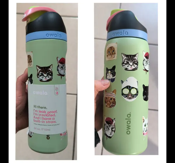 Owala freesip 24oz / 32oz water bottle with cat faces