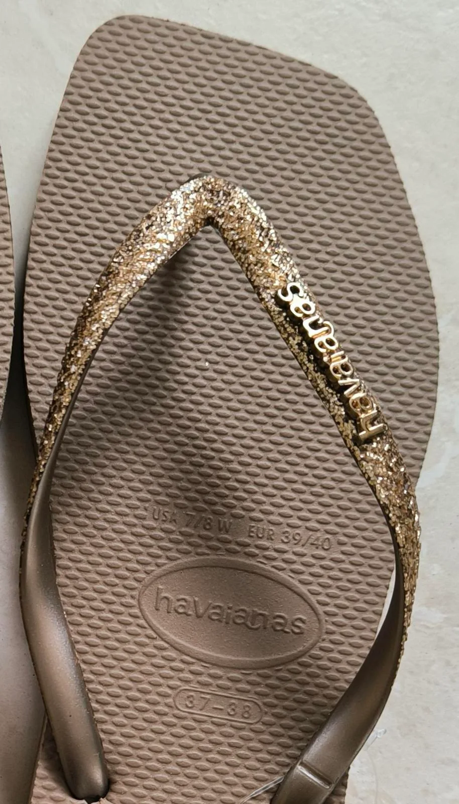 Havaianas Square Toe gold & brown flipflops — photo 2
