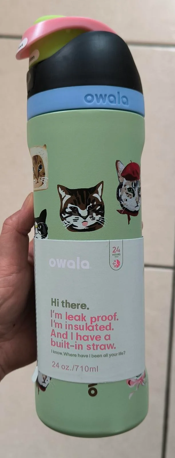 Owala freesip 24oz / 32oz water bottle with cat faces – photo 3