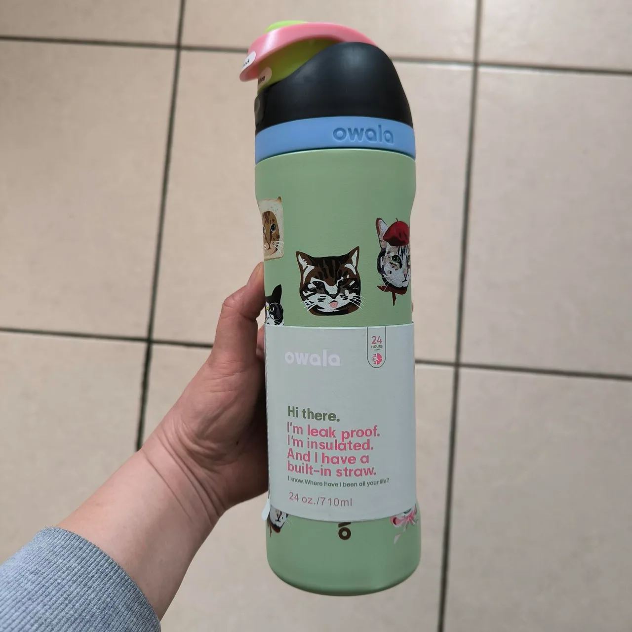 Owala freesip 24oz / 32oz water bottle with cat faces – photo 2