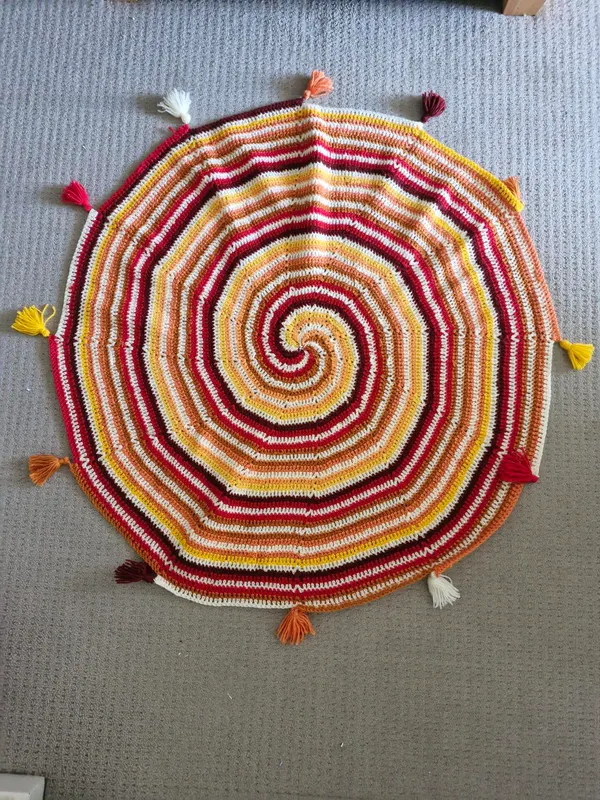 Hand crocheted circular rug