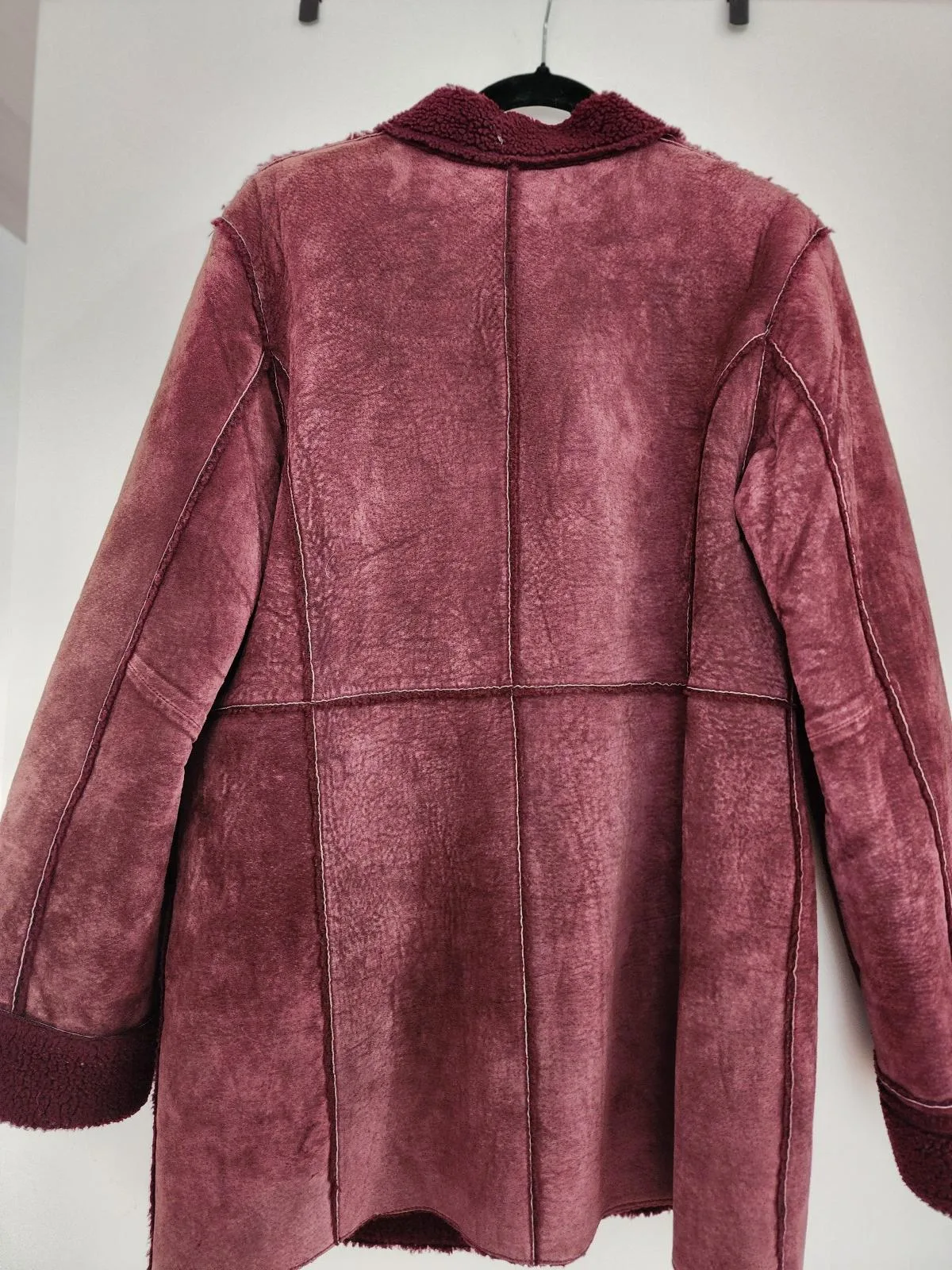 Vintage burgundy sheep skin coat size med – photo 3