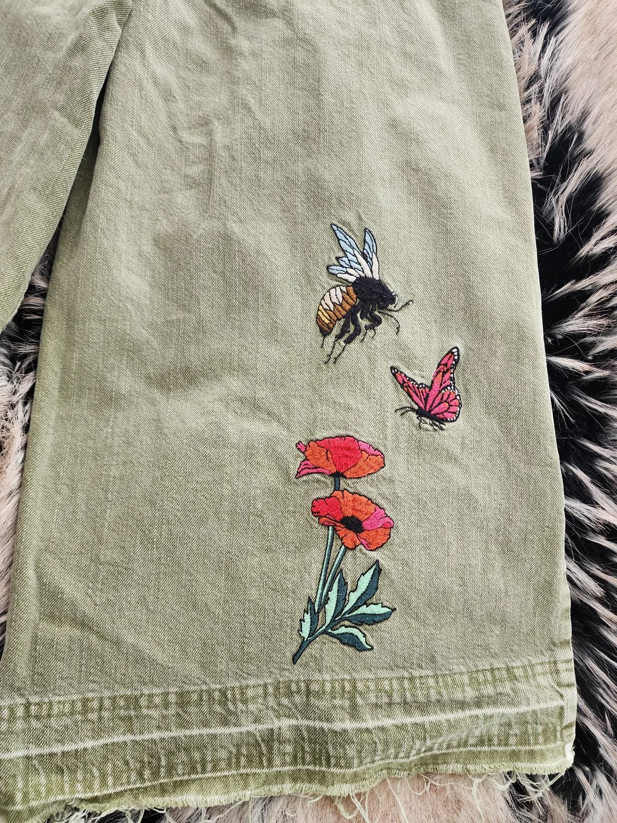 Free people size 30 green demin wide leg pant – photo 5