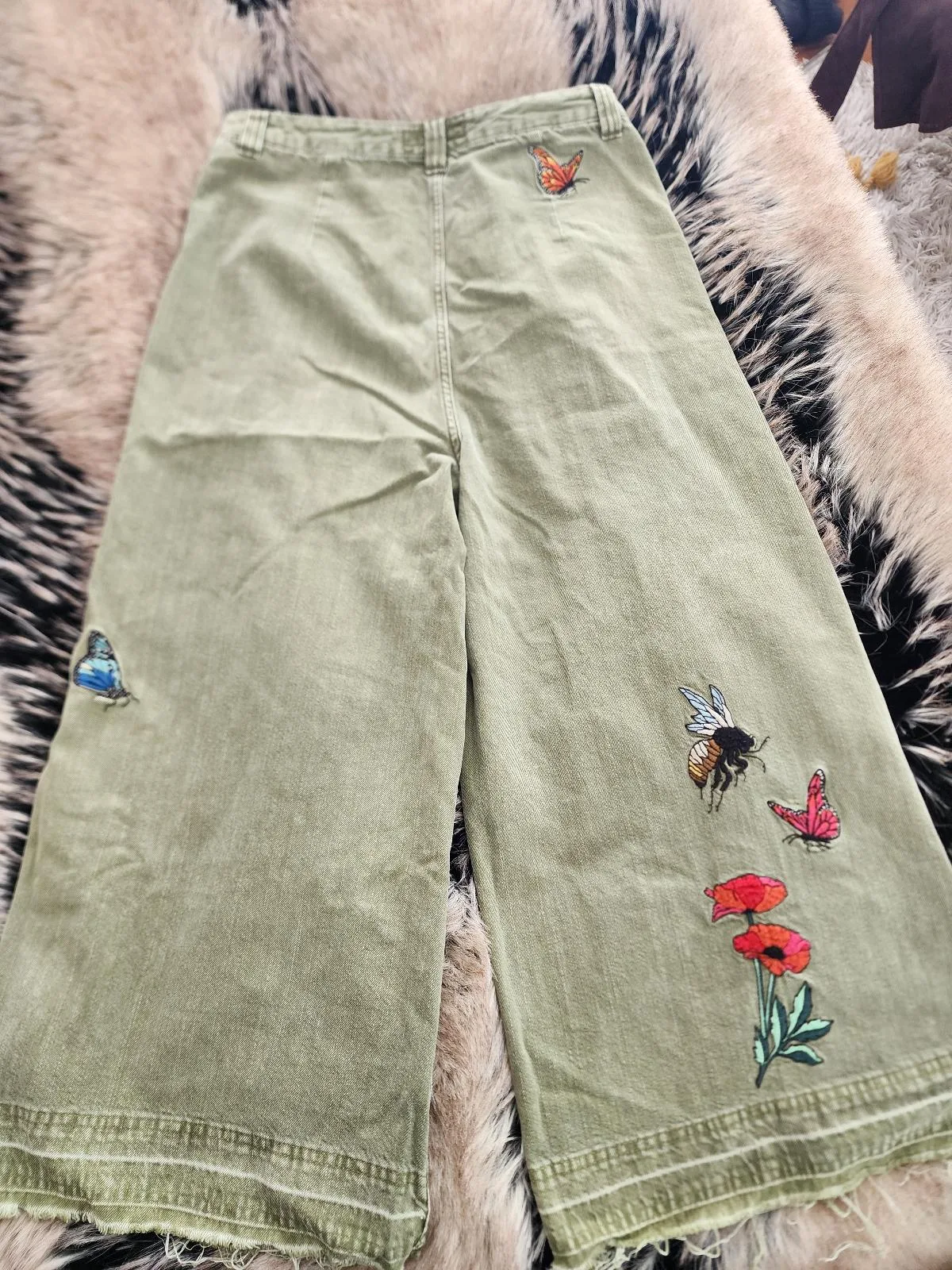 Free people size 30 green demin wide leg pant – photo 2
