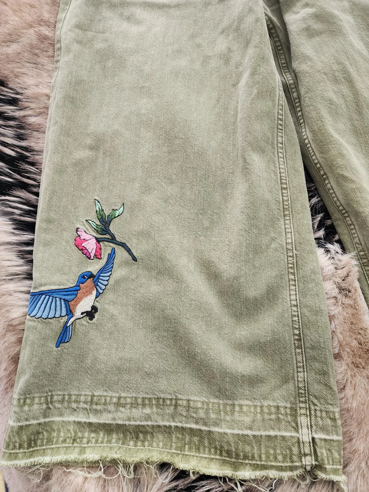 Free people size 30 green demin wide leg pant – photo 4