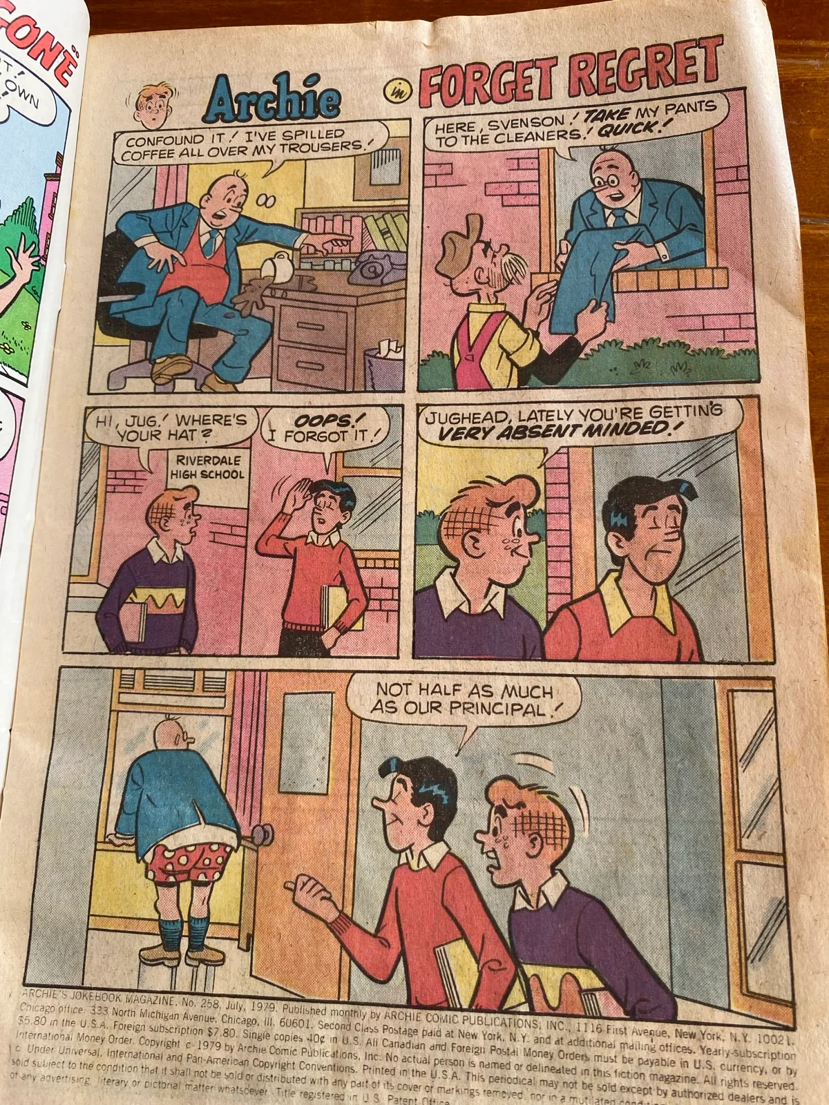 Comic 258 Archie’ Joke Book 1979 – photo 2