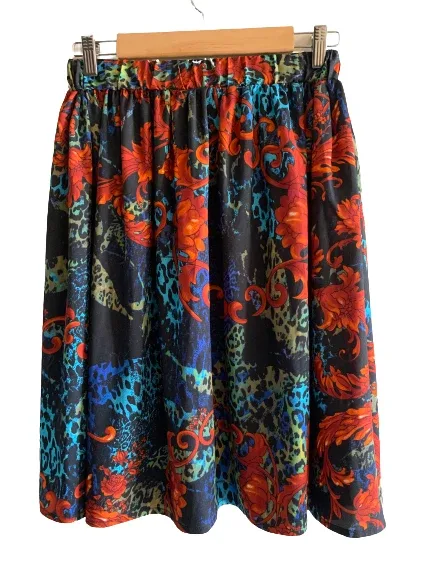 Asos Sz 10 Red Blue Floral Animal Print Pleated Skirt – photo 2