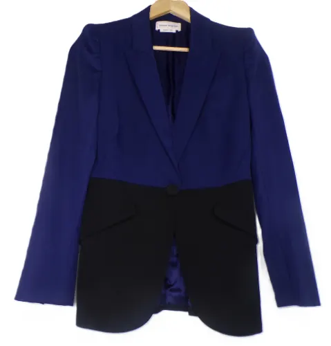 Alexander McQueen Sz IT 38 6 XS AUS Two-Tone Tailored Blazer 160 84Y Virgin Wool