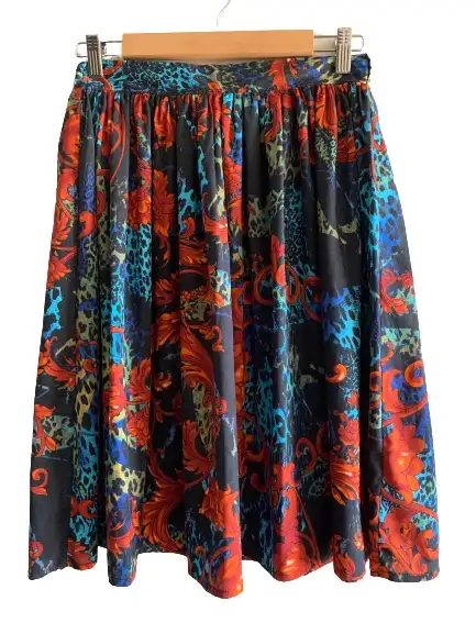 Asos Sz 10 Red Blue Floral Animal Print Pleated Skirt
