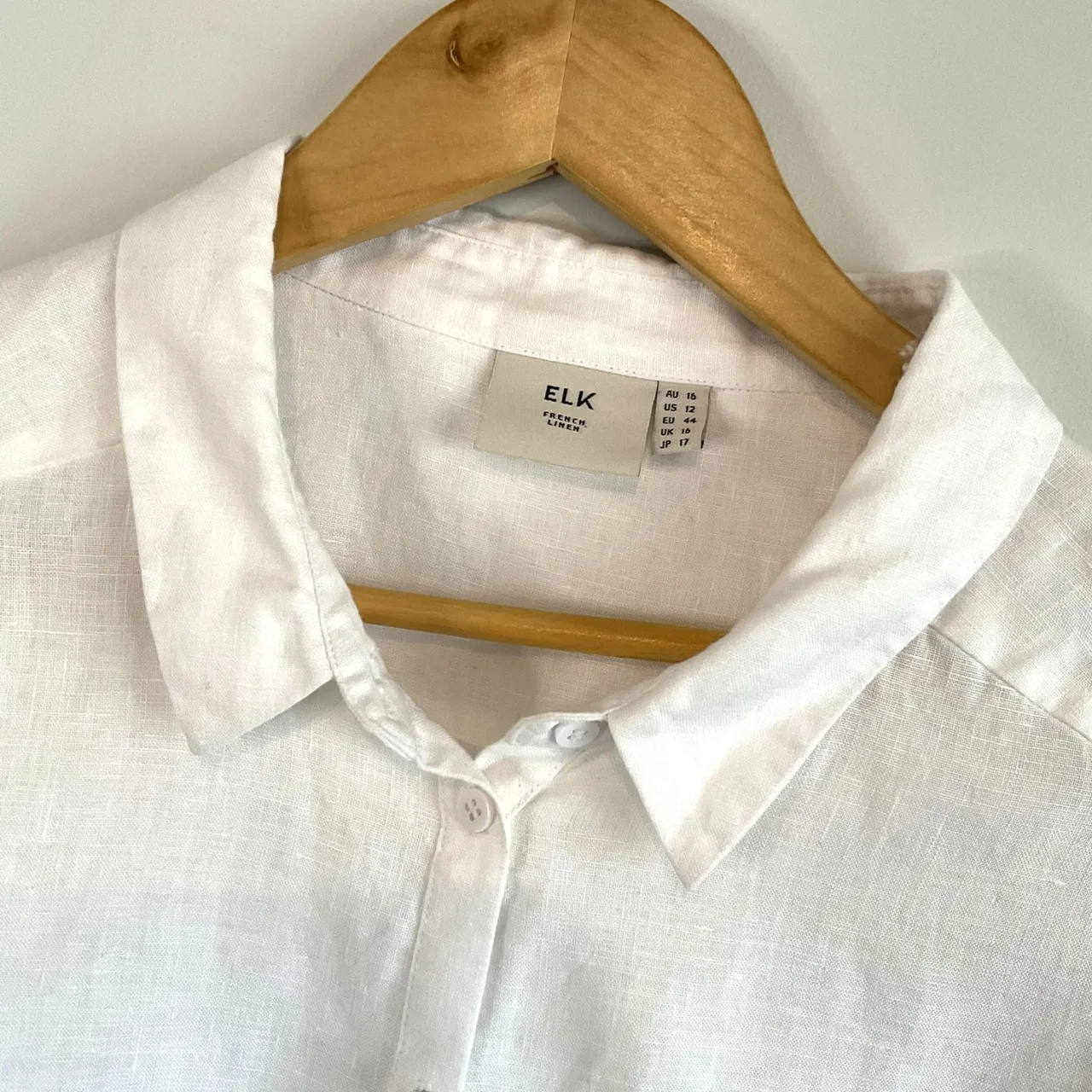 Sauths 'Petra' Pure White Natural 100% Linen Long Sleeve Boho luxe Shirt XL — photo 2