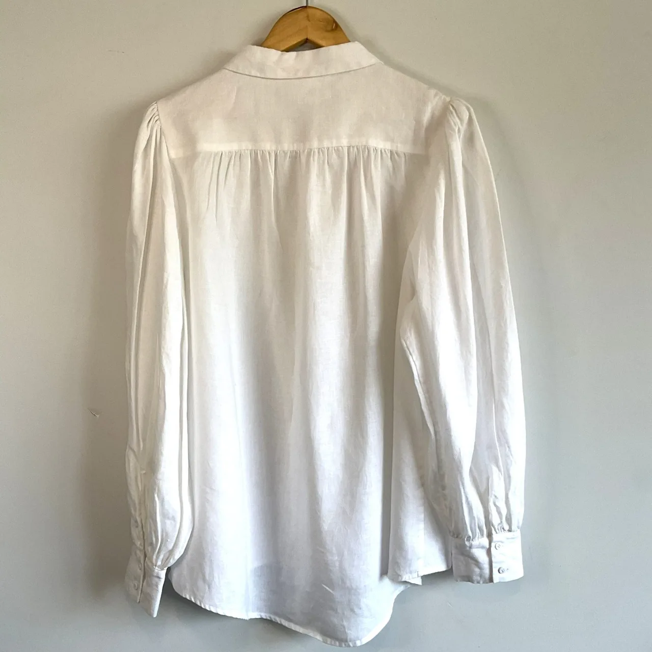 Sauths 'Petra' Pure White Natural 100% Linen Long Sleeve Boho luxe Shirt XL — photo 4