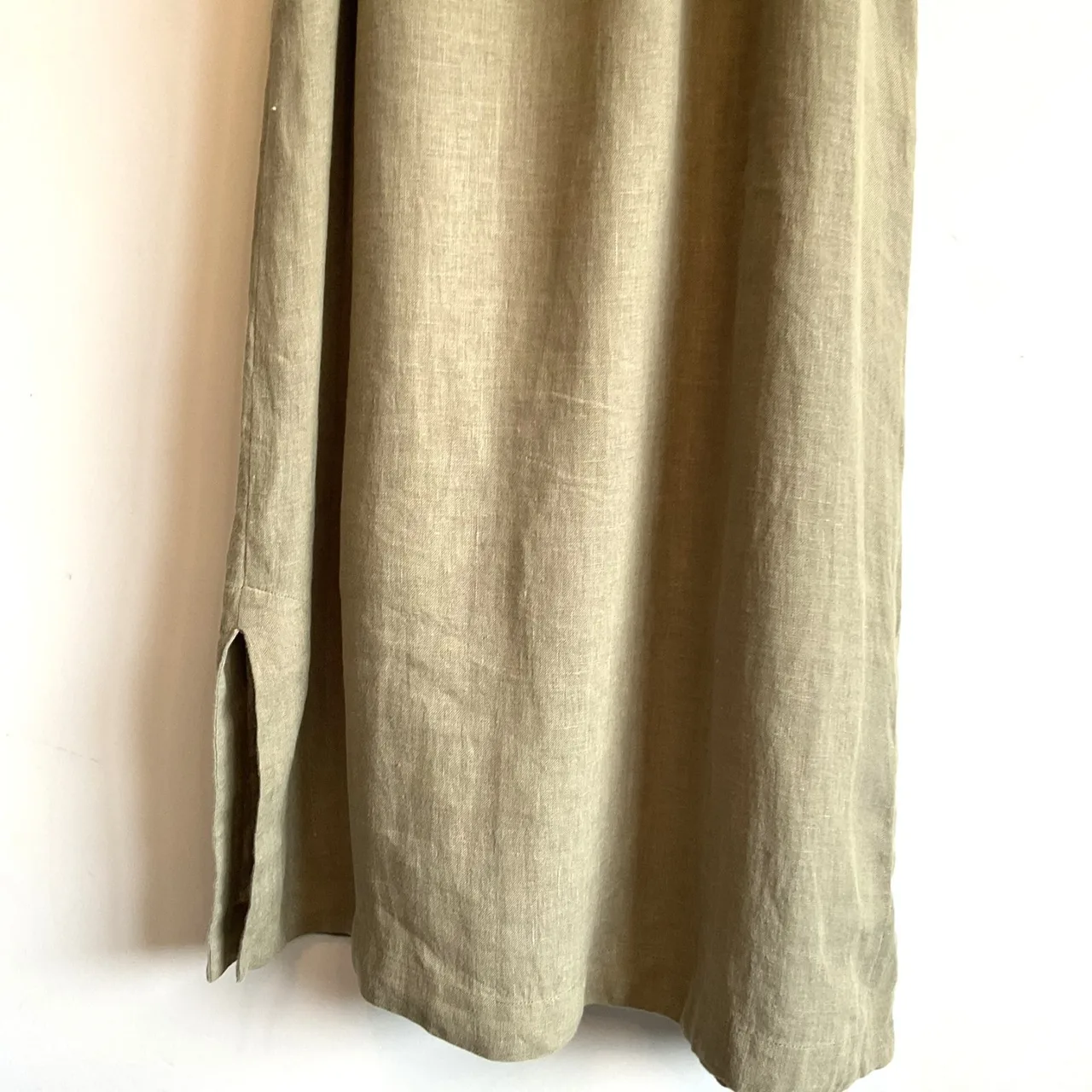 GDS The Label Ila Belted Lace Linen Midi Shirt Dress Khaki Green Size XL — photo 6