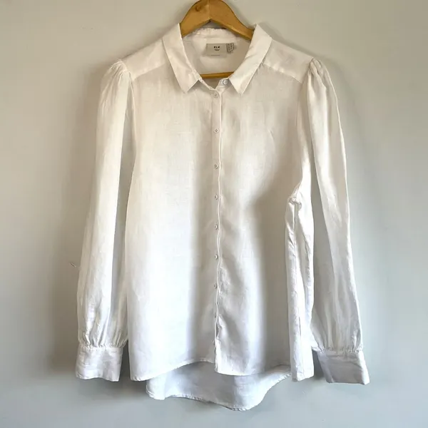 Sauths 'Petra' Pure White Natural 100% Linen Long Sleeve Boho luxe Shirt XL