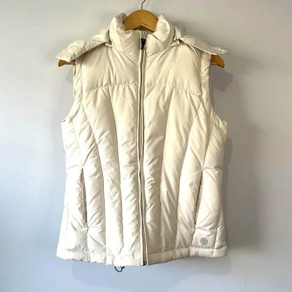 Outdoor Expedition Size 12 White Down Feather Hooded Windproof Puffer Vest