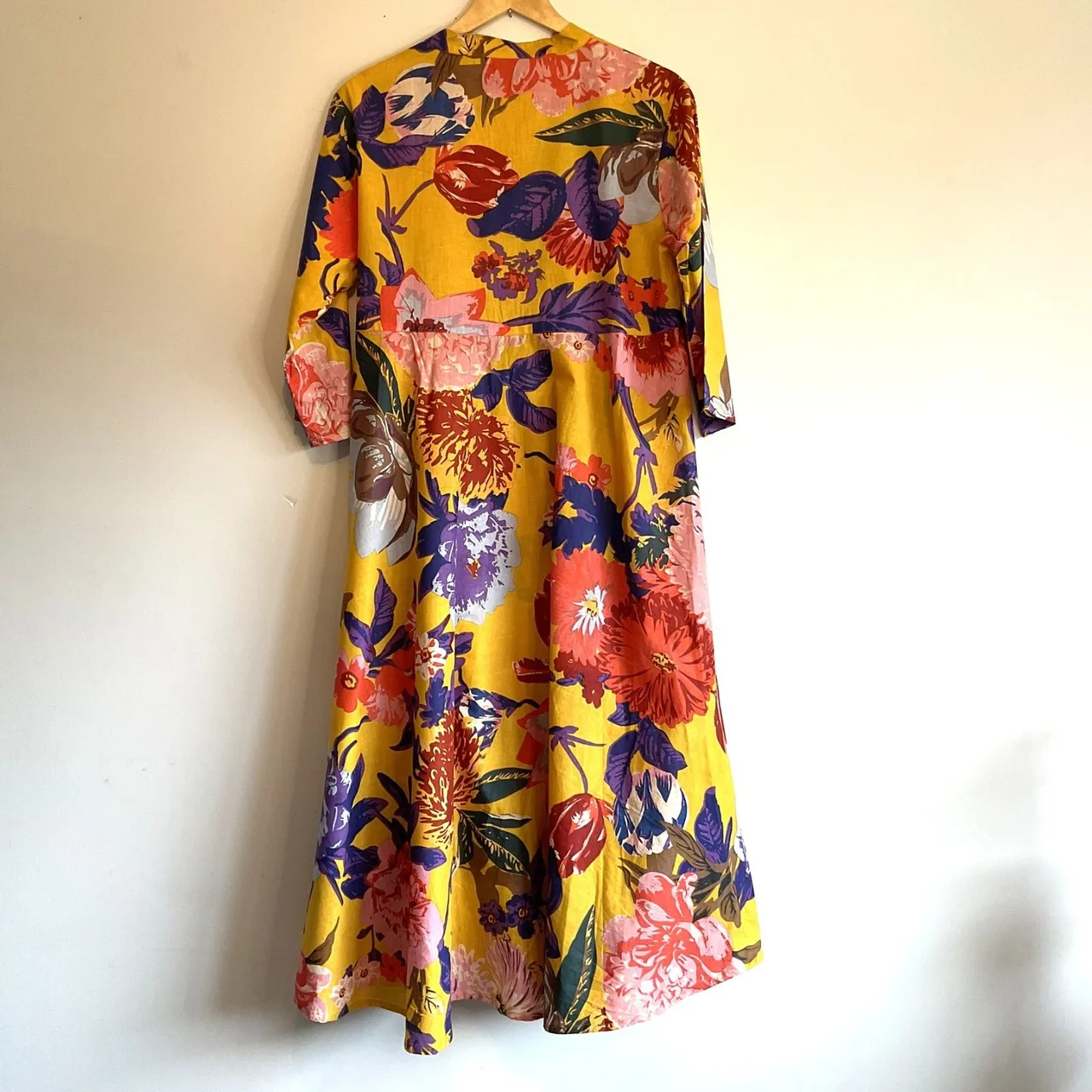 Linen Connections Craftluxe Sunset Floral Cotton Maxi Dress Yellow Boho Sz L/XL — photo 6