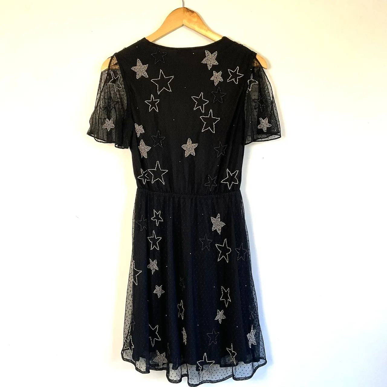 BNWT River Island Black Sequin & Bead Star Embellished Mesh Mini Tea Whimsygoth — photo 5