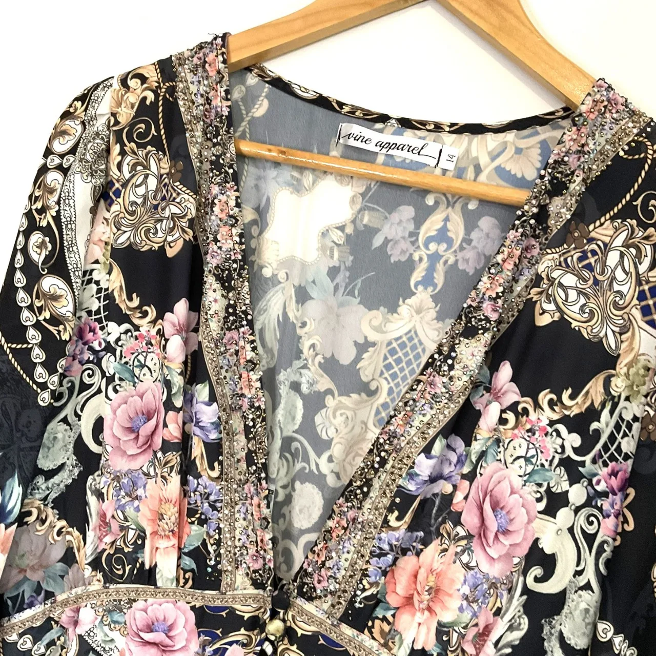 Vine Apparel Lotus Floral Gem Maxi Dress Long Sleeve 14 — photo 4