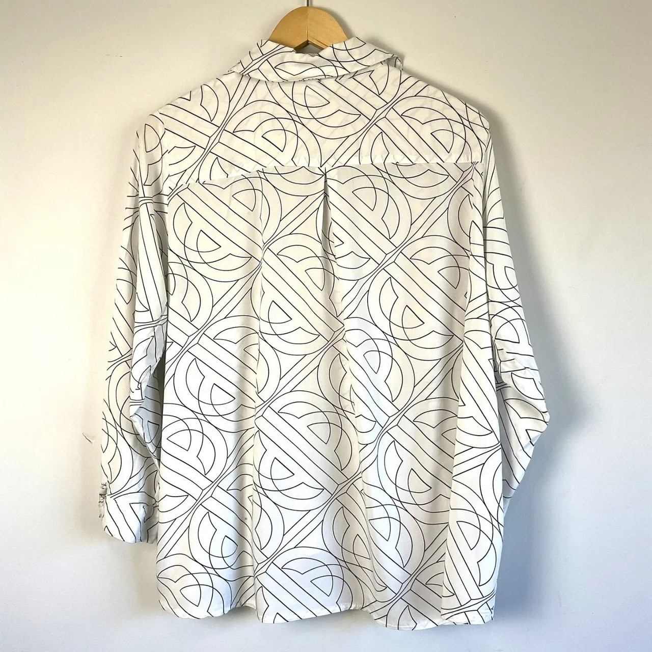 Vintage Gerry Weber Mod Arch Graphic Pattern Button Up Blouse Top Size 14 — photo 4