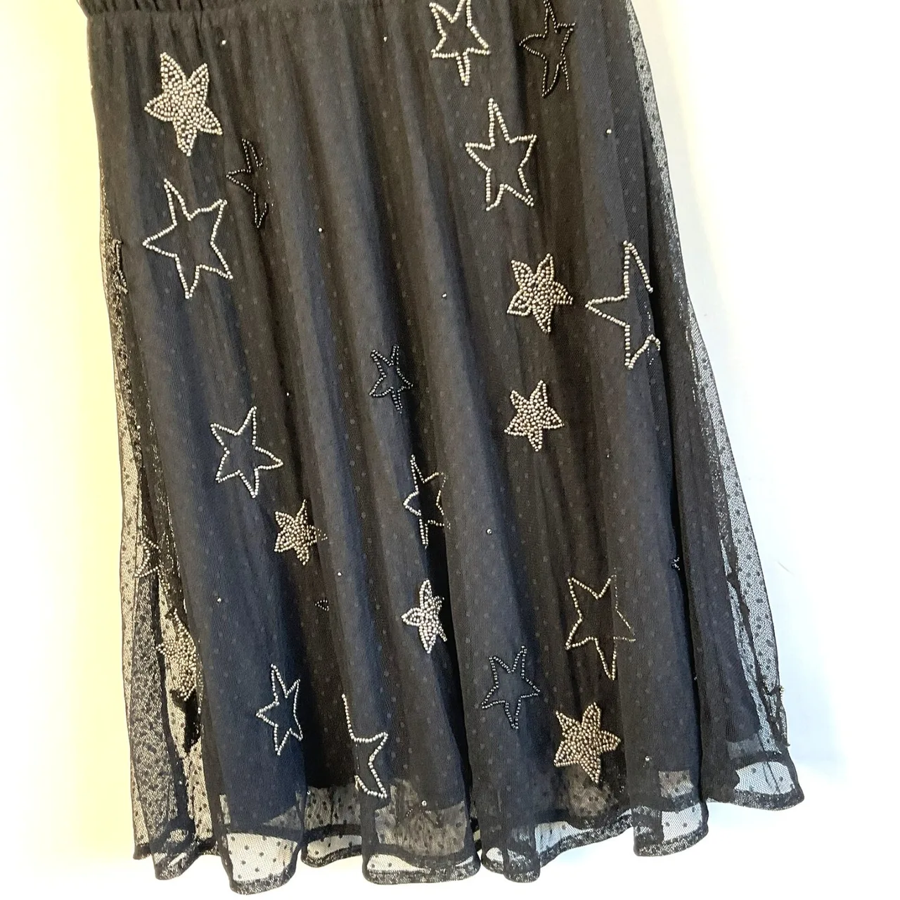 BNWT River Island Black Sequin & Bead Star Embellished Mesh Mini Tea Whimsygoth — photo 2