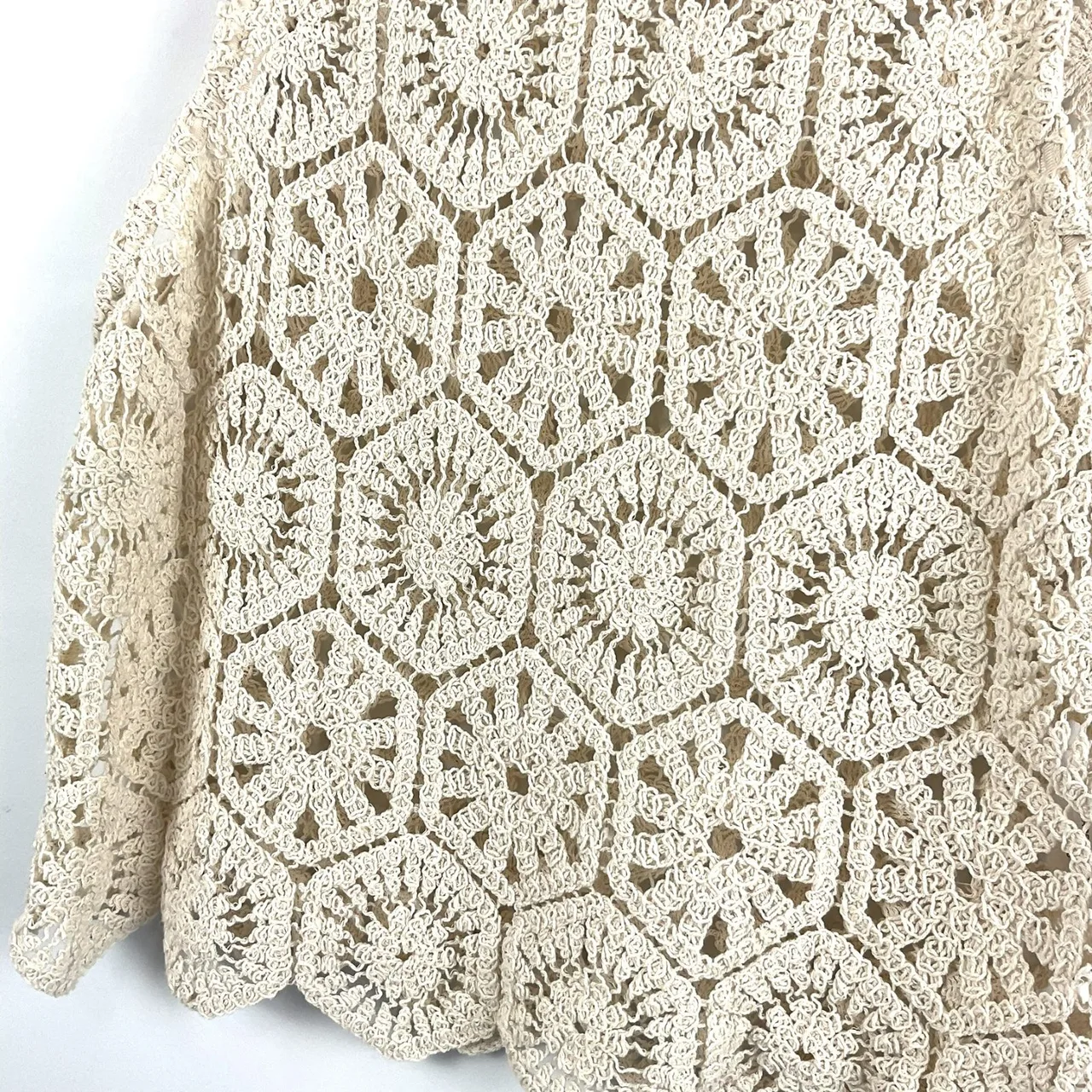 Sportsgirl 100% Cotton Crochet Lace Sheer Tank Crop Top Boho Cream XS — photo 2