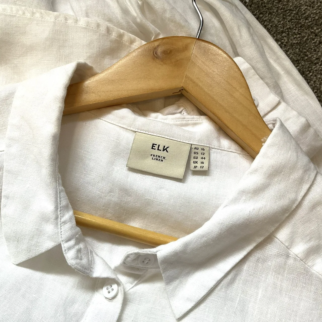 Sauths 'Petra' Pure White Natural 100% Linen Long Sleeve Boho luxe Shirt XL — photo 5