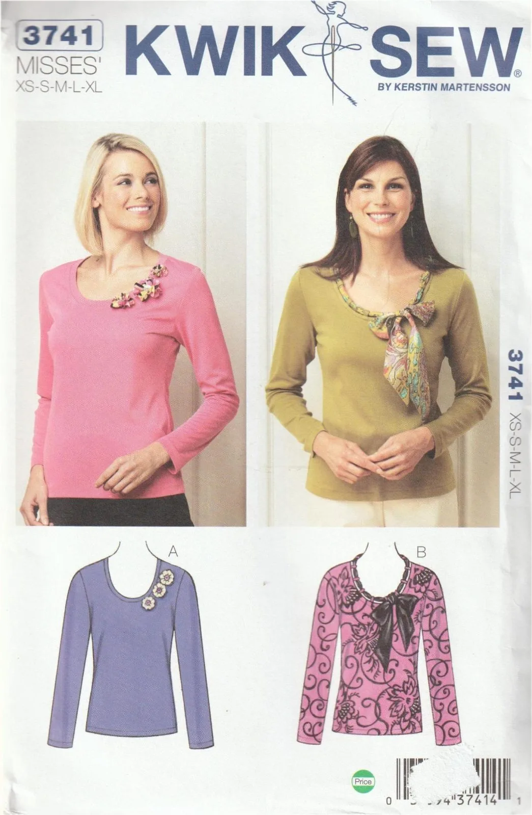 Kwik Sew 3741 Misses Knit Top Sewing Pattern Size XS-XL Uncut — photo 2
