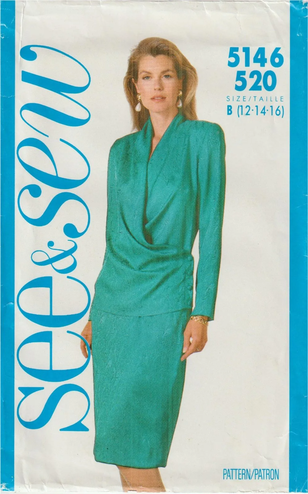 See & Sew 5146 / 520 Vintage Draped Top & Skirt Sewing Pattern Size B (12-14-16) — photo 2