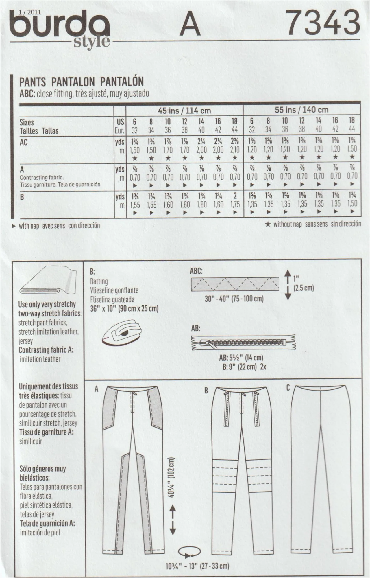 Burda Style 7343 Slim Fit Pants Jeans Moto Trousers Pattern Size 6-18 Uncut — photo 3
