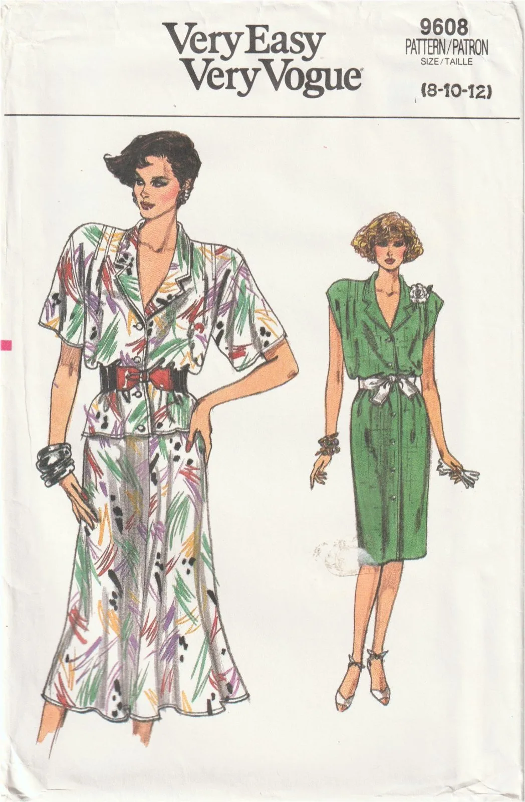 Very Easy Very Vogue 9608 Button Front Dress Skirt Top Pattern Size 8-12 Uncut — photo 2