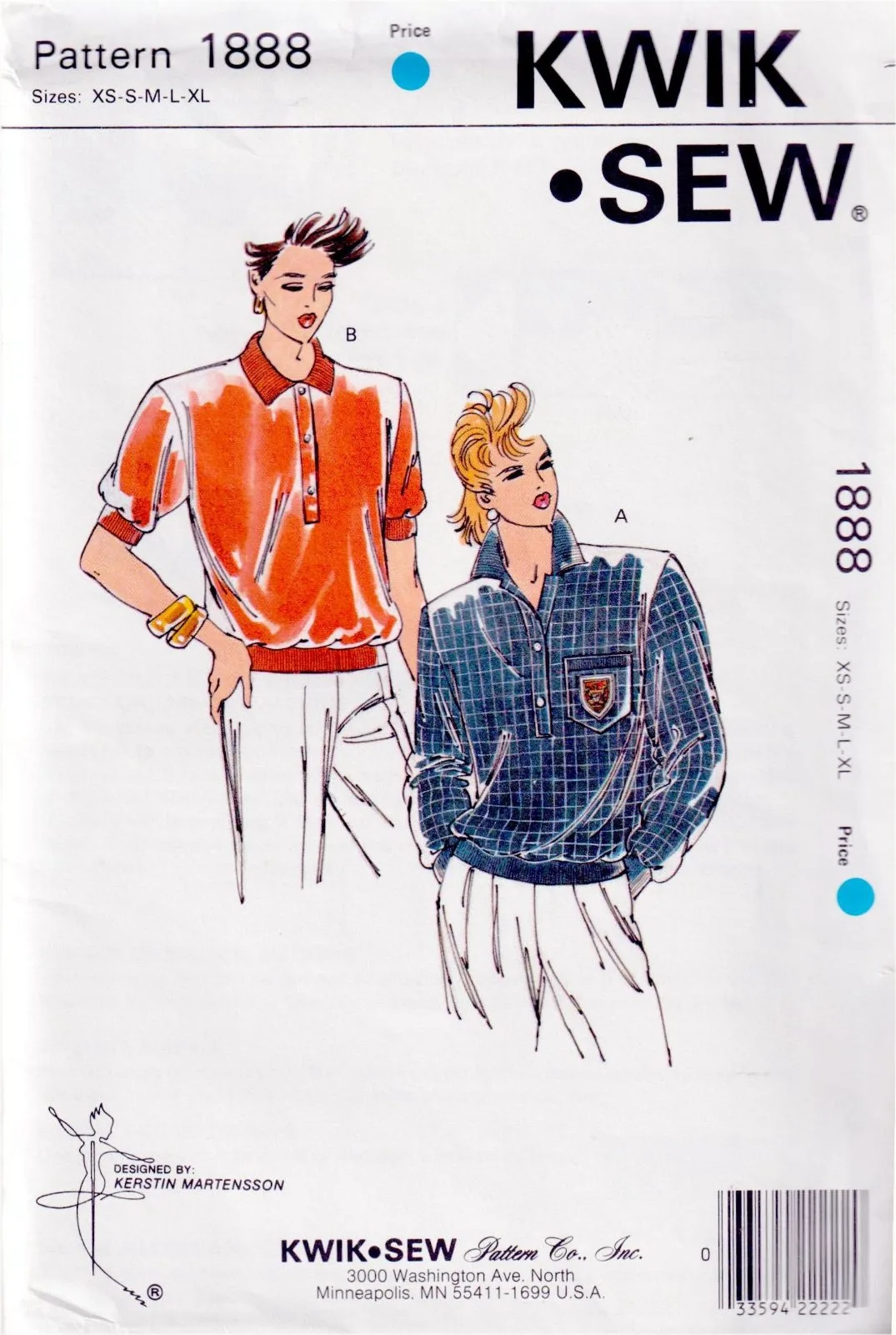 Kwik Sew 1888 Knit Polo Shirt Pullover Top Pattern Size XS-XL Uncut OOP — photo 2