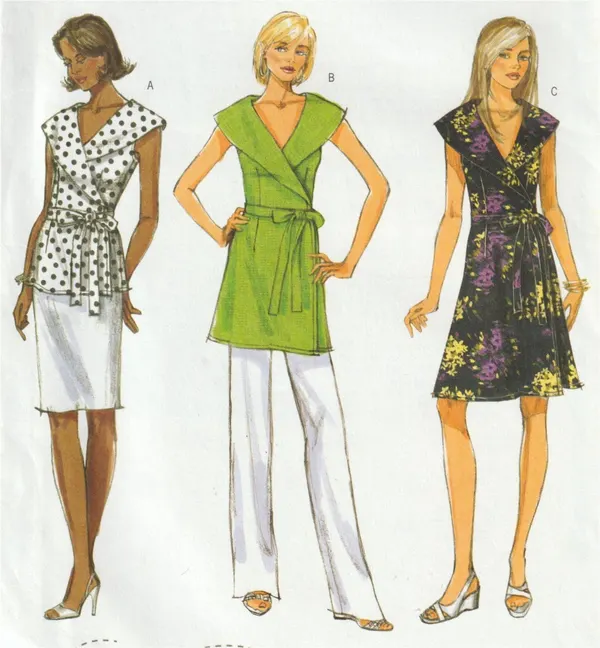 Butterick B5451 Womens Wrap Dress Top Tunic Sewing Pattern Size 8-14 Uncut