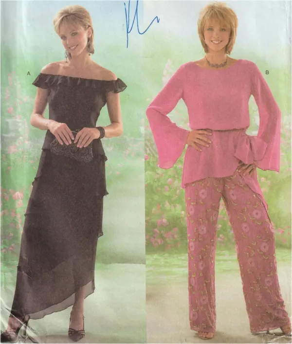 Butterick B4065 Chetta B Evening Top Tiered Skirt Pants Pattern Size 12-16 Uncut
