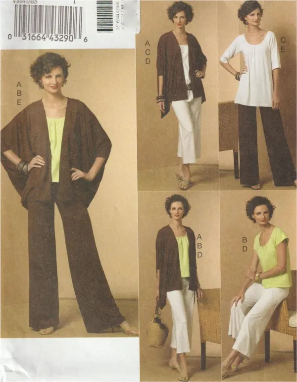 Vogue V8641 Five Easy Pieces Cardigan Tops Pants Wardrobe Pattern 8-16 Uncut