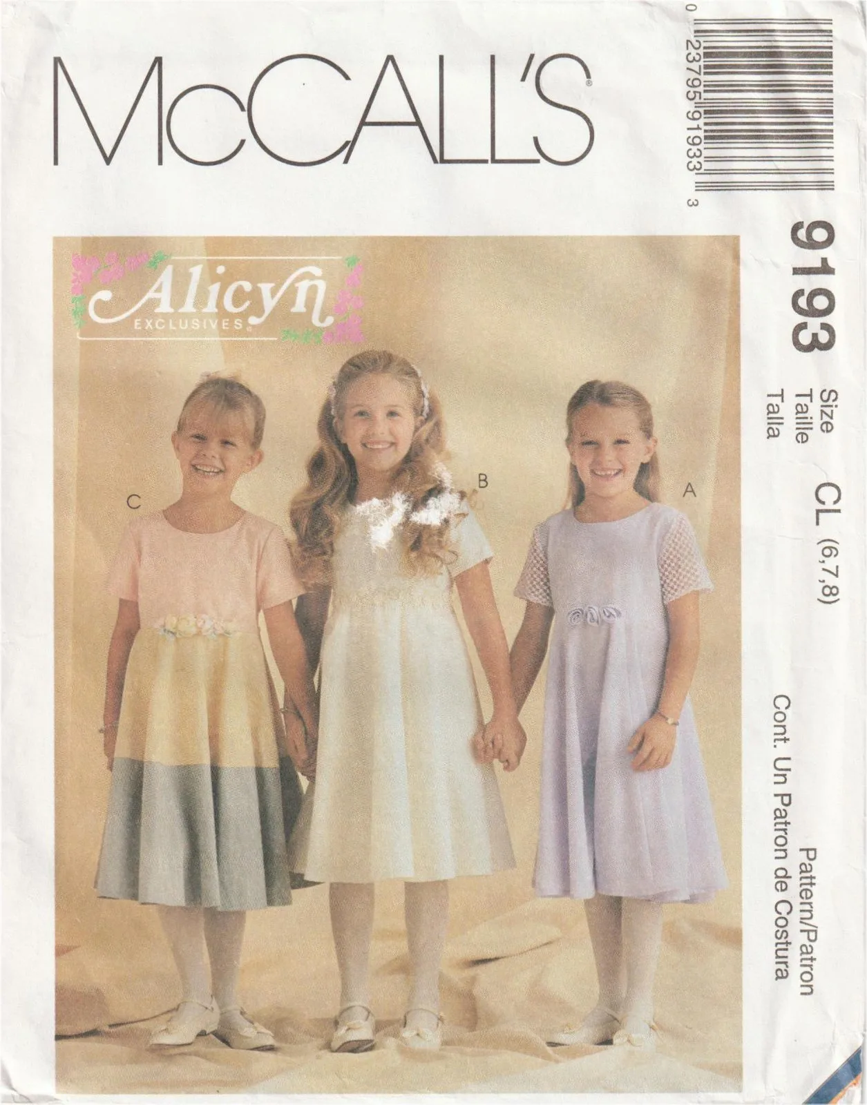 McCalls 9193 Alicyn Girls Party Flower Girl Dress Sewing Pattern Size 6-8 Uncut — photo 2