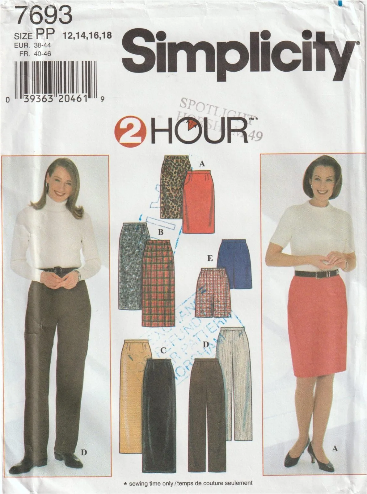 Simplicity 7693 Pencil Skirt Trousers Shorts Sewing Pattern Size 12-18 Uncut — photo 2