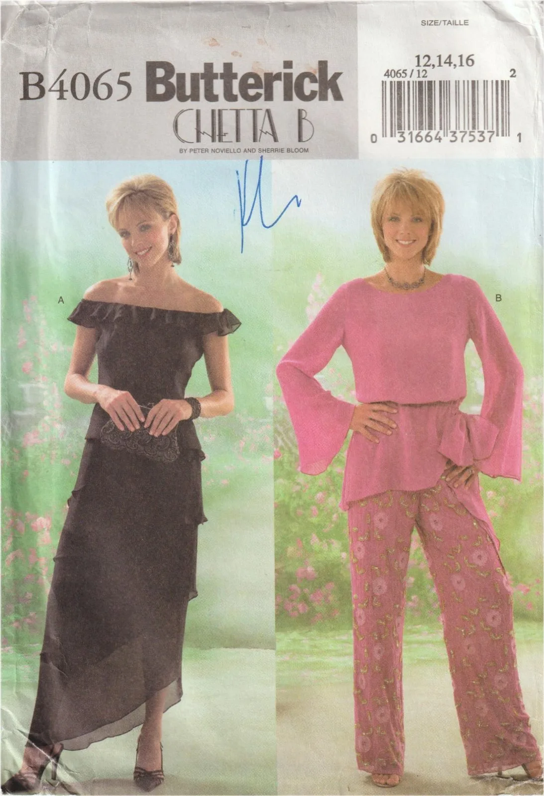 Butterick B4065 Chetta B Evening Top Tiered Skirt Pants Pattern Size 12-16 Uncut — photo 2